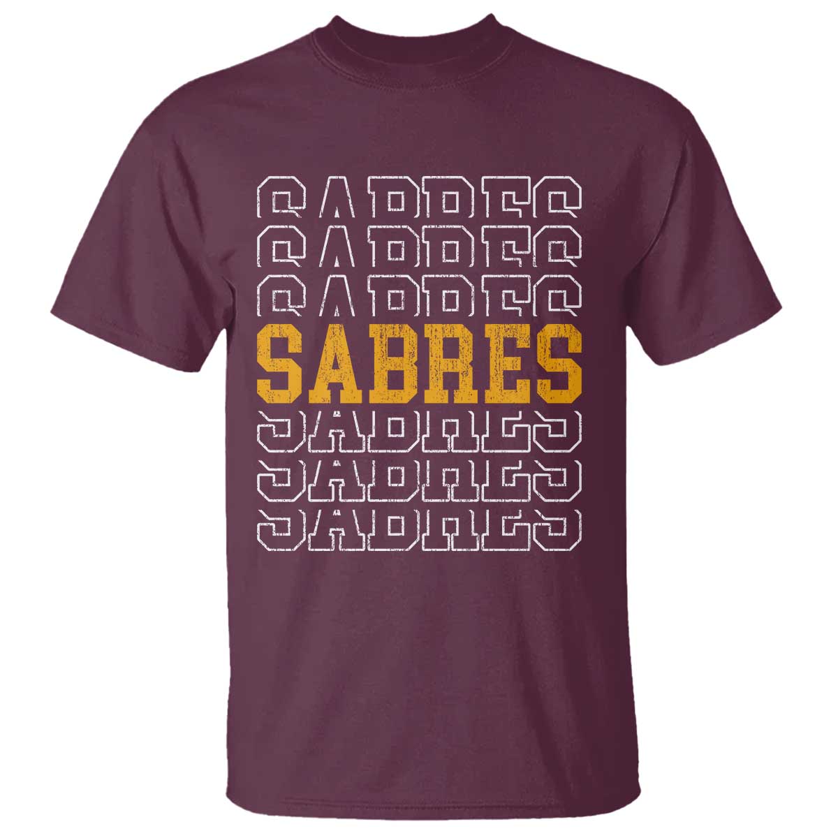 Retro Sabres Name Script Style T Shirt Vintage Distressed Sports Spirit Fan Pride