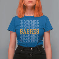 Retro Sabres Name Script Style T Shirt For Women Vintage Distressed Sports Spirit Fan Pride