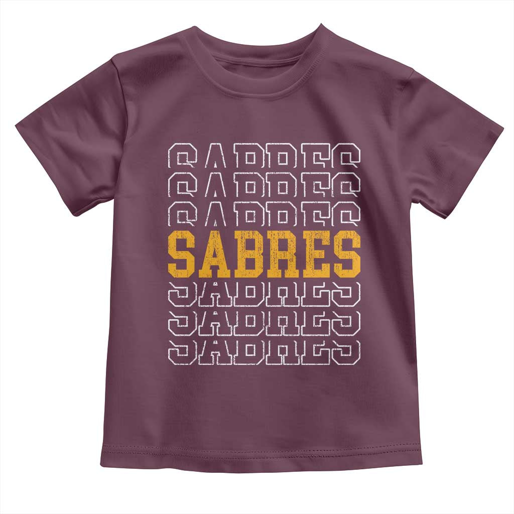 Retro Sabres Name Script Style Toddler T Shirt Vintage Distressed Sports Spirit Fan Pride