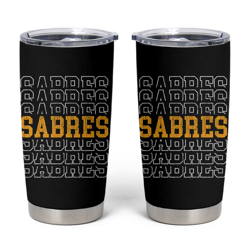Retro Sabres Name Script Style Tumbler Cup Vintage Distressed Sports Spirit Fan Pride