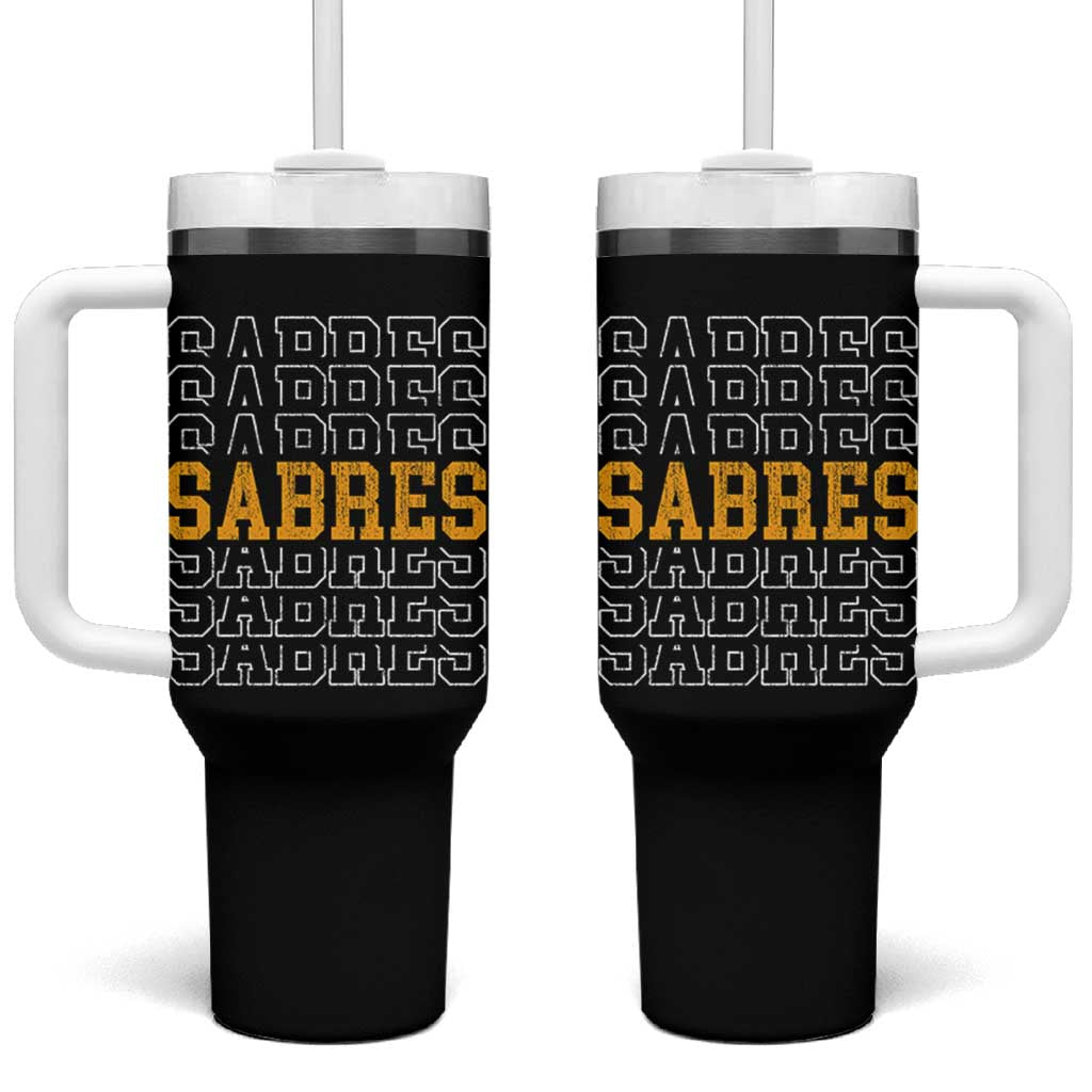 Retro Sabres Name Script Style Tumbler With Handle Vintage Distressed Sports Spirit Fan Pride