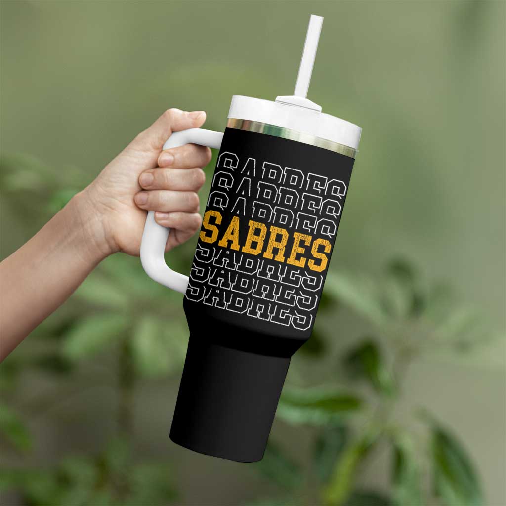 Retro Sabres Name Script Style Tumbler With Handle Vintage Distressed Sports Spirit Fan Pride