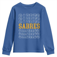 Retro Sabres Name Script Style Youth Sweatshirt Vintage Distressed Sports Spirit Fan Pride
