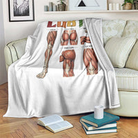 LGBTQ Acronym Funny Fitness Gym Rainbow Muscle Graphic Throw Blanket Legs Glutes Biceps Triceps Quads