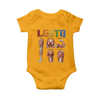 LGBTQ Acronym Funny Fitness Gym Rainbow Muscle Graphic Baby Onesie Legs Glutes Biceps Triceps Quads
