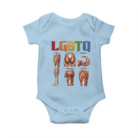 LGBTQ Acronym Funny Fitness Gym Rainbow Muscle Graphic Baby Onesie Legs Glutes Biceps Triceps Quads