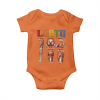LGBTQ Acronym Funny Fitness Gym Rainbow Muscle Graphic Baby Onesie Legs Glutes Biceps Triceps Quads