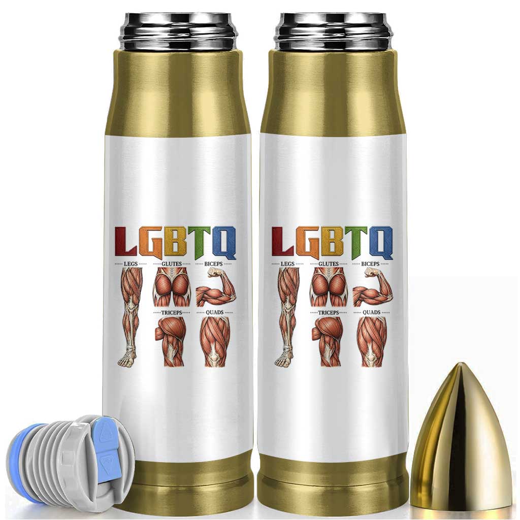 LGBTQ Acronym Funny Fitness Gym Rainbow Muscle Graphic Bullet Tumbler Legs Glutes Biceps Triceps Quads