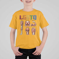 LGBTQ Acronym Funny Fitness Gym Rainbow Muscle Graphic T Shirt For Kid Legs Glutes Biceps Triceps Quads