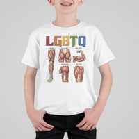 LGBTQ Acronym Funny Fitness Gym Rainbow Muscle Graphic T Shirt For Kid Legs Glutes Biceps Triceps Quads