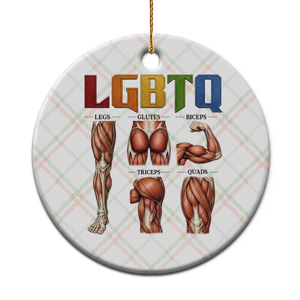 LGBTQ Acronym Funny Fitness Gym Rainbow Muscle Graphic Ceramic Ornament Legs Glutes Biceps Triceps Quads