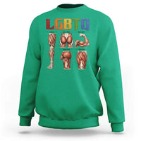 LGBTQ Acronym Funny Fitness Gym Rainbow Muscle Graphic Sweatshirt Legs Glutes Biceps Triceps Quads