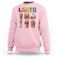 LGBTQ Acronym Funny Fitness Gym Rainbow Muscle Graphic Sweatshirt Legs Glutes Biceps Triceps Quads