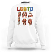 LGBTQ Acronym Funny Fitness Gym Rainbow Muscle Graphic Sweatshirt Legs Glutes Biceps Triceps Quads