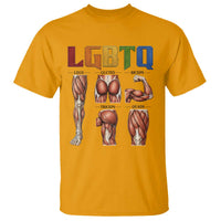 LGBTQ Acronym Funny Fitness Gym Rainbow Muscle Graphic T Shirt Legs Glutes Biceps Triceps Quads
