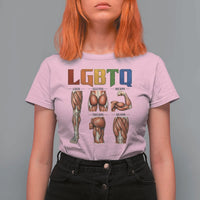 LGBTQ Acronym Funny Fitness Gym Rainbow Muscle Graphic T Shirt For Women Legs Glutes Biceps Triceps Quads