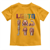 LGBTQ Acronym Funny Fitness Gym Rainbow Muscle Graphic Toddler T Shirt Legs Glutes Biceps Triceps Quads