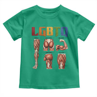 LGBTQ Acronym Funny Fitness Gym Rainbow Muscle Graphic Toddler T Shirt Legs Glutes Biceps Triceps Quads