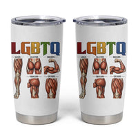 LGBTQ Acronym Funny Fitness Gym Rainbow Muscle Graphic Tumbler Cup Legs Glutes Biceps Triceps Quads
