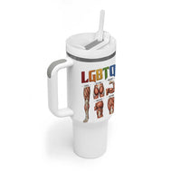 LGBTQ Acronym Funny Fitness Gym Rainbow Muscle Graphic Tumbler With Handle Legs Glutes Biceps Triceps Quads