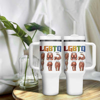 LGBTQ Acronym Funny Fitness Gym Rainbow Muscle Graphic Tumbler With Handle Legs Glutes Biceps Triceps Quads