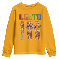 LGBTQ Acronym Funny Fitness Gym Rainbow Muscle Graphic Youth Sweatshirt Legs Glutes Biceps Triceps Quads