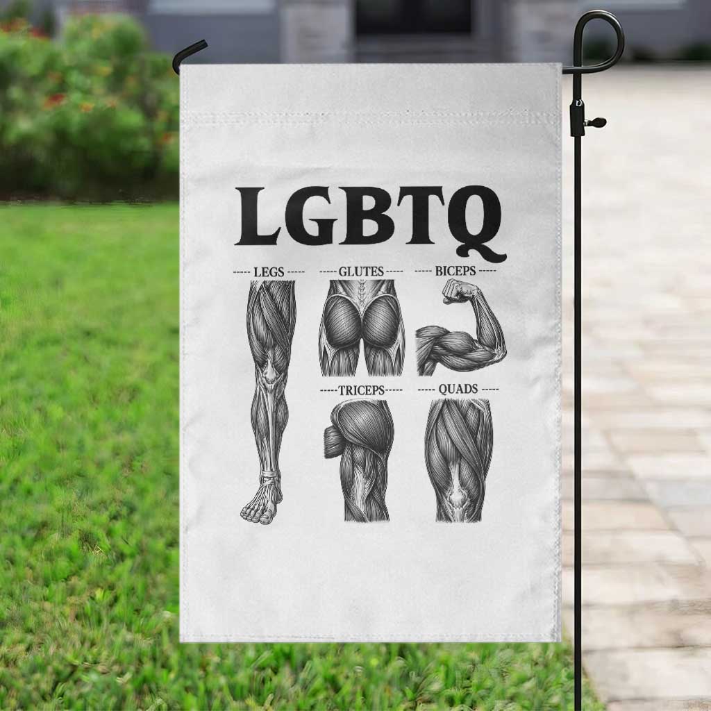 LGBTQ Acronym Funny Fitness Gym Muscle Graphic Garden Flag Legs Glutes Biceps Triceps Quads