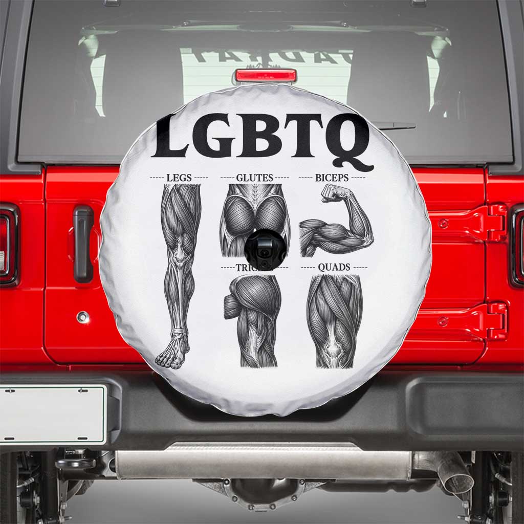 LGBTQ Acronym Funny Fitness Gym Muscle Graphic Spare Tire Cover Legs Glutes Biceps Triceps Quads