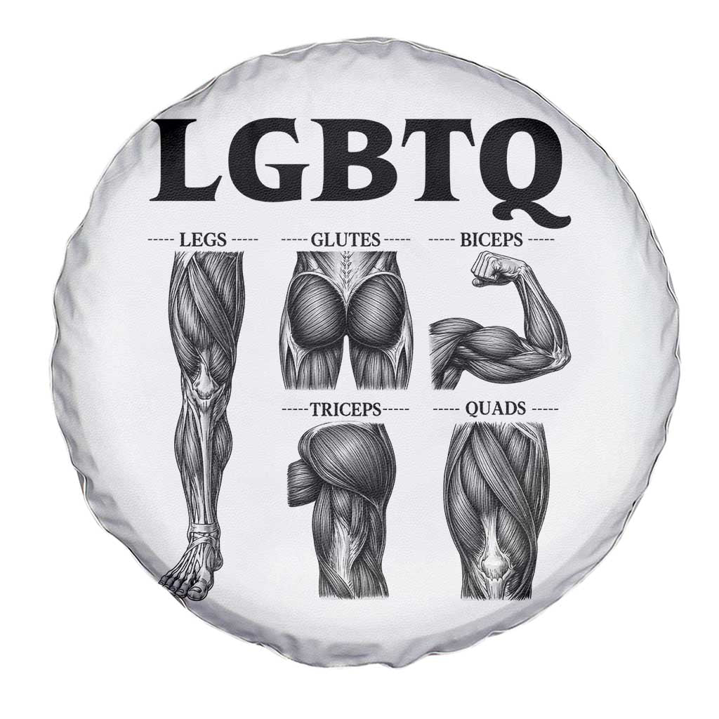 LGBTQ Acronym Funny Fitness Gym Muscle Graphic Spare Tire Cover Legs Glutes Biceps Triceps Quads