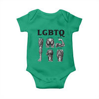 LGBTQ Acronym Funny Fitness Gym Muscle Graphic Baby Onesie Legs Glutes Biceps Triceps Quads
