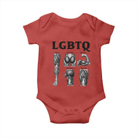 LGBTQ Acronym Funny Fitness Gym Muscle Graphic Baby Onesie Legs Glutes Biceps Triceps Quads