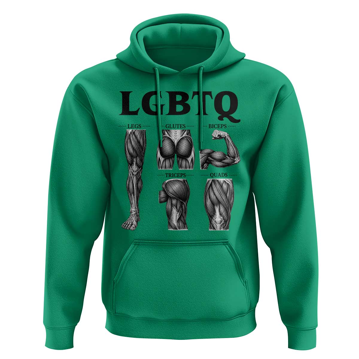 LGBTQ Acronym Funny Fitness Gym Muscle Graphic Hoodie Legs Glutes Biceps Triceps Quads