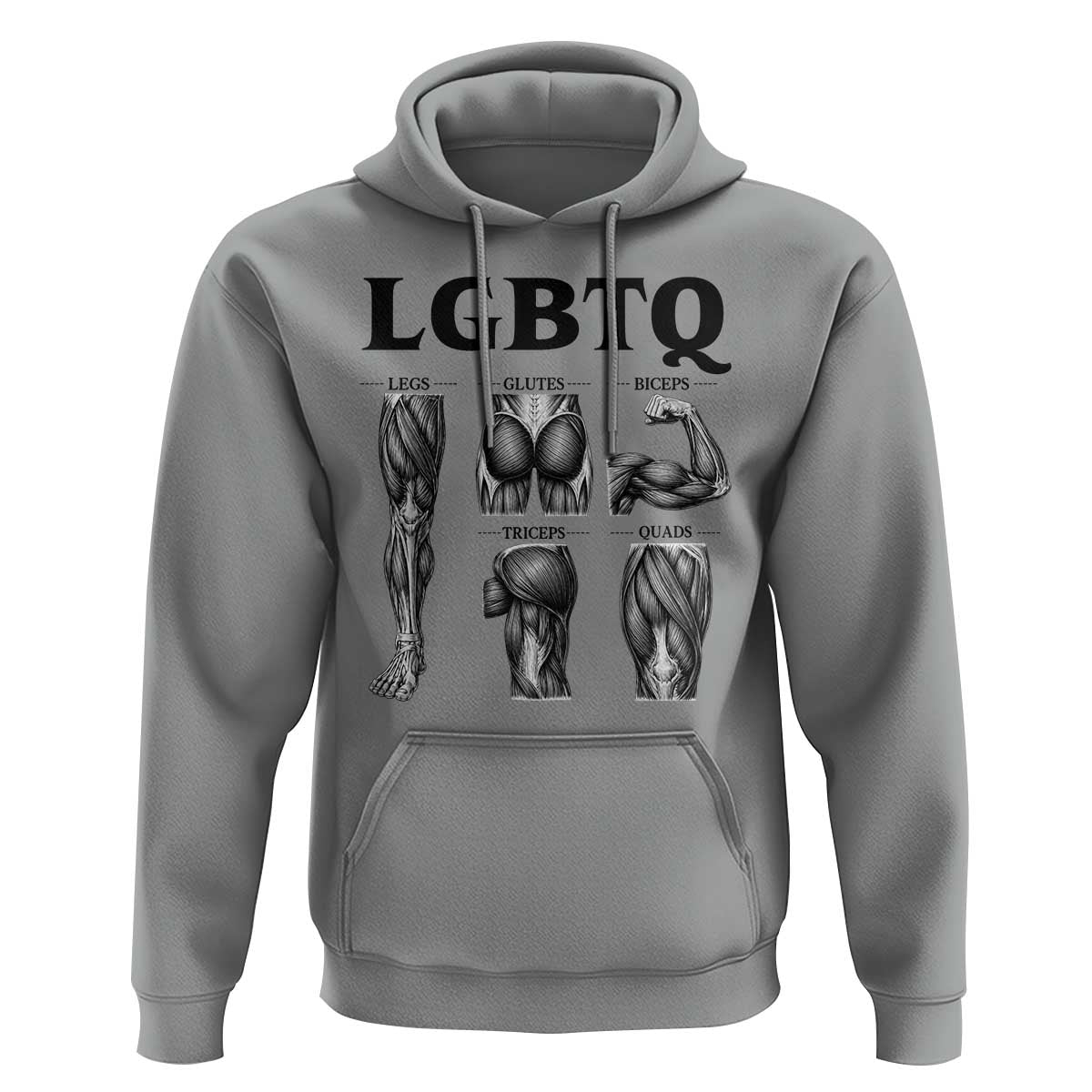 LGBTQ Acronym Funny Fitness Gym Muscle Graphic Hoodie Legs Glutes Biceps Triceps Quads