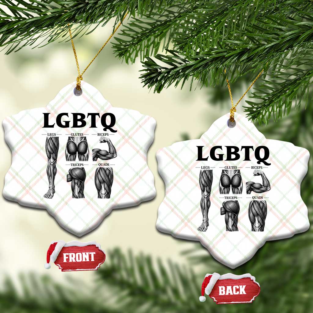 LGBTQ Acronym Funny Fitness Gym Muscle Graphic Ceramic Ornament Legs Glutes Biceps Triceps Quads
