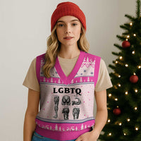 LGBTQ Acronym Funny Fitness Gym Muscle Graphic V-Neck Knit Sweater Vest Legs Glutes Biceps Triceps Quads