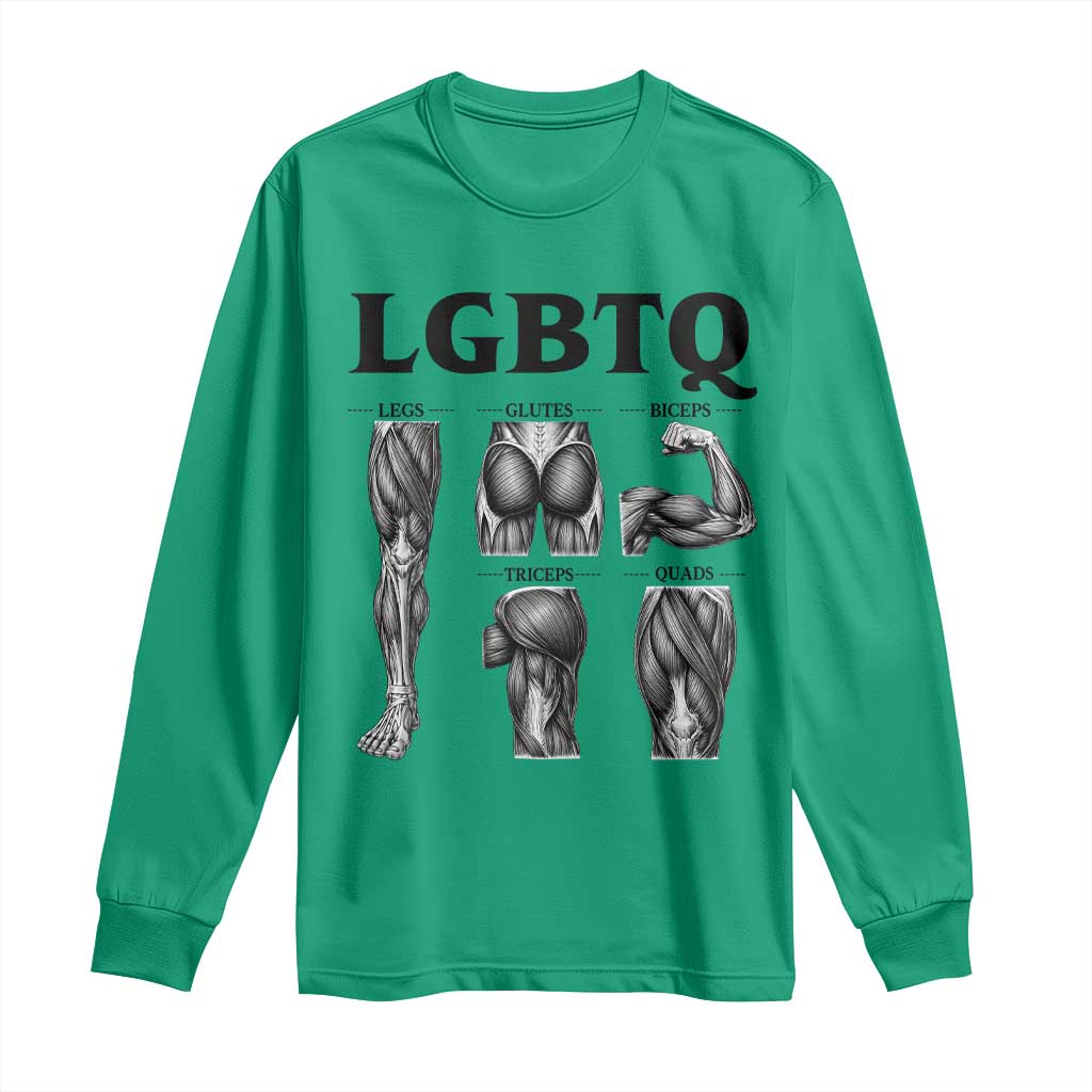 LGBTQ Acronym Funny Fitness Gym Muscle Graphic Long Sleeve Shirt Legs Glutes Biceps Triceps Quads