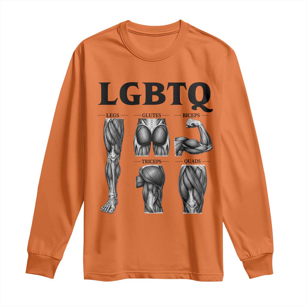 LGBTQ Acronym Funny Fitness Gym Muscle Graphic Long Sleeve Shirt Legs Glutes Biceps Triceps Quads