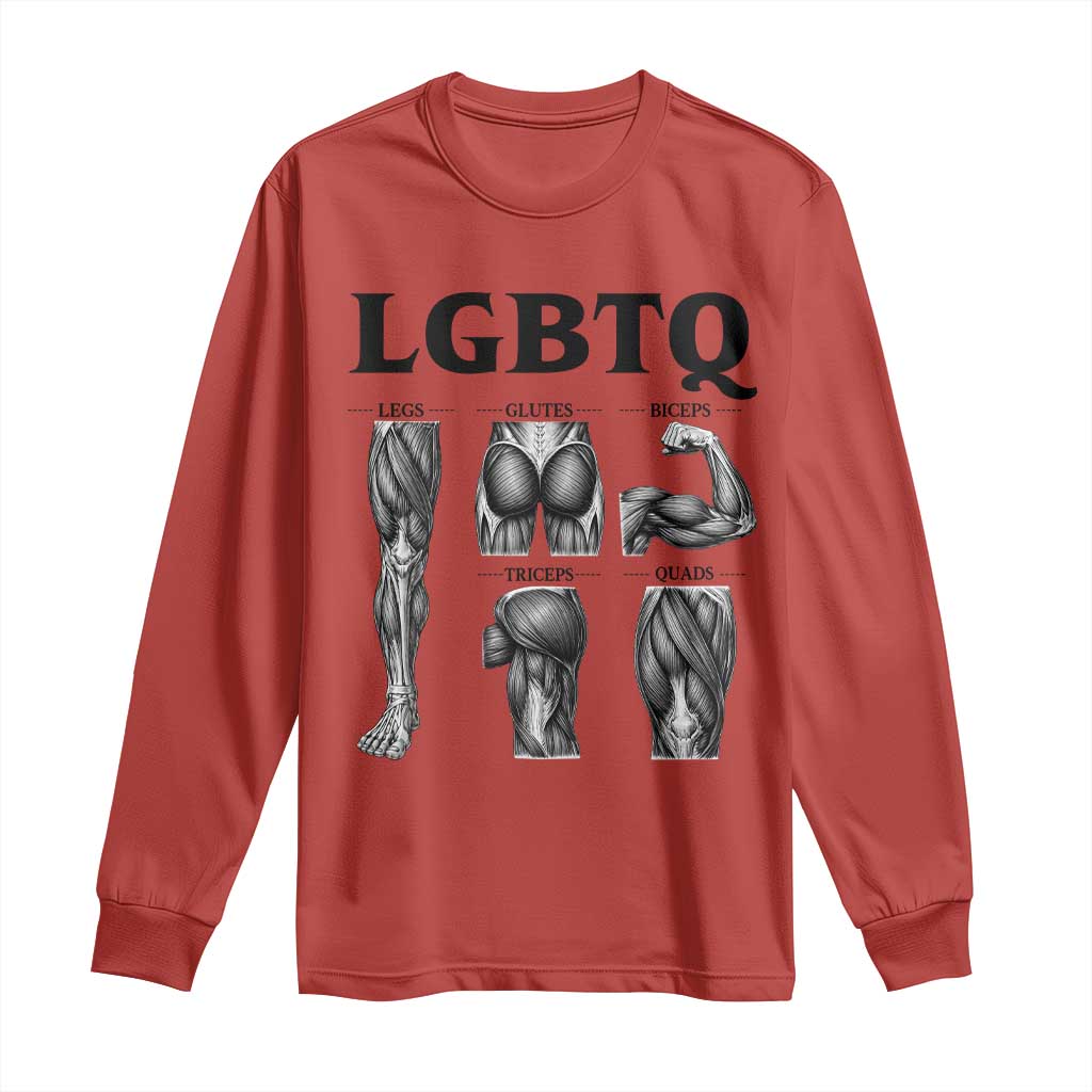 LGBTQ Acronym Funny Fitness Gym Muscle Graphic Long Sleeve Shirt Legs Glutes Biceps Triceps Quads