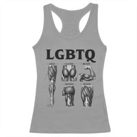 LGBTQ Acronym Funny Fitness Gym Muscle Graphic Racerback Tank Top Legs Glutes Biceps Triceps Quads