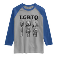 LGBTQ Acronym Funny Fitness Gym Muscle Graphic Raglan Shirt Legs Glutes Biceps Triceps Quads
