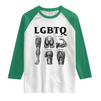 LGBTQ Acronym Funny Fitness Gym Muscle Graphic Raglan Shirt Legs Glutes Biceps Triceps Quads