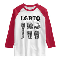 LGBTQ Acronym Funny Fitness Gym Muscle Graphic Raglan Shirt Legs Glutes Biceps Triceps Quads