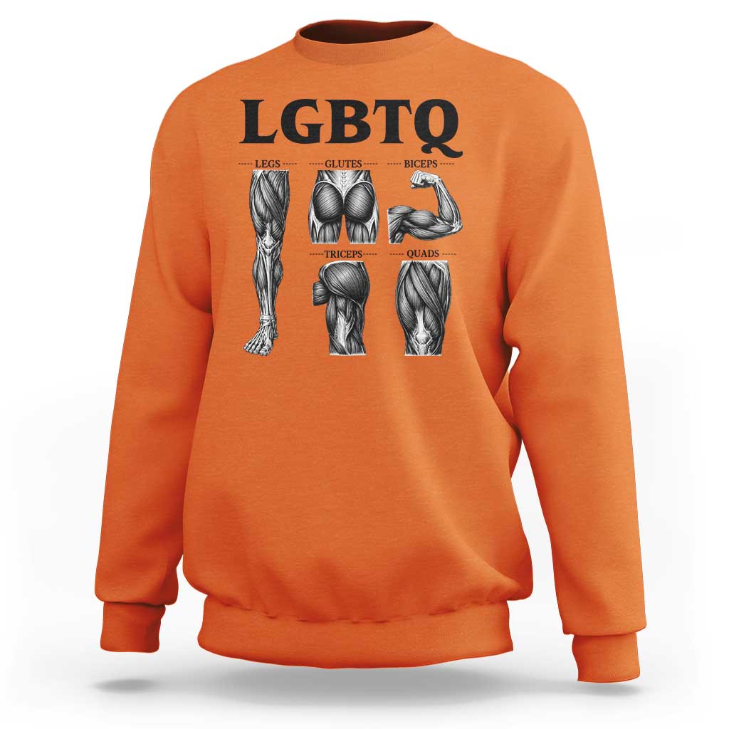 LGBTQ Acronym Funny Fitness Gym Muscle Graphic Sweatshirt Legs Glutes Biceps Triceps Quads