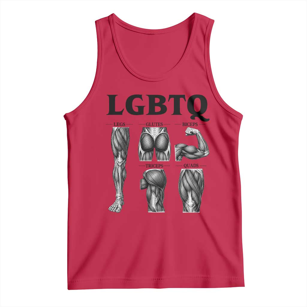 LGBTQ Acronym Funny Fitness Gym Muscle Graphic Tank Top Legs Glutes Biceps Triceps Quads