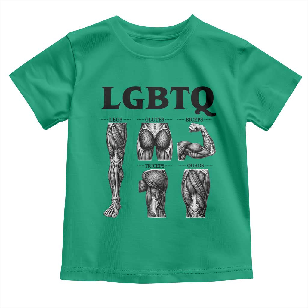 LGBTQ Acronym Funny Fitness Gym Muscle Graphic Toddler T Shirt Legs Glutes Biceps Triceps Quads