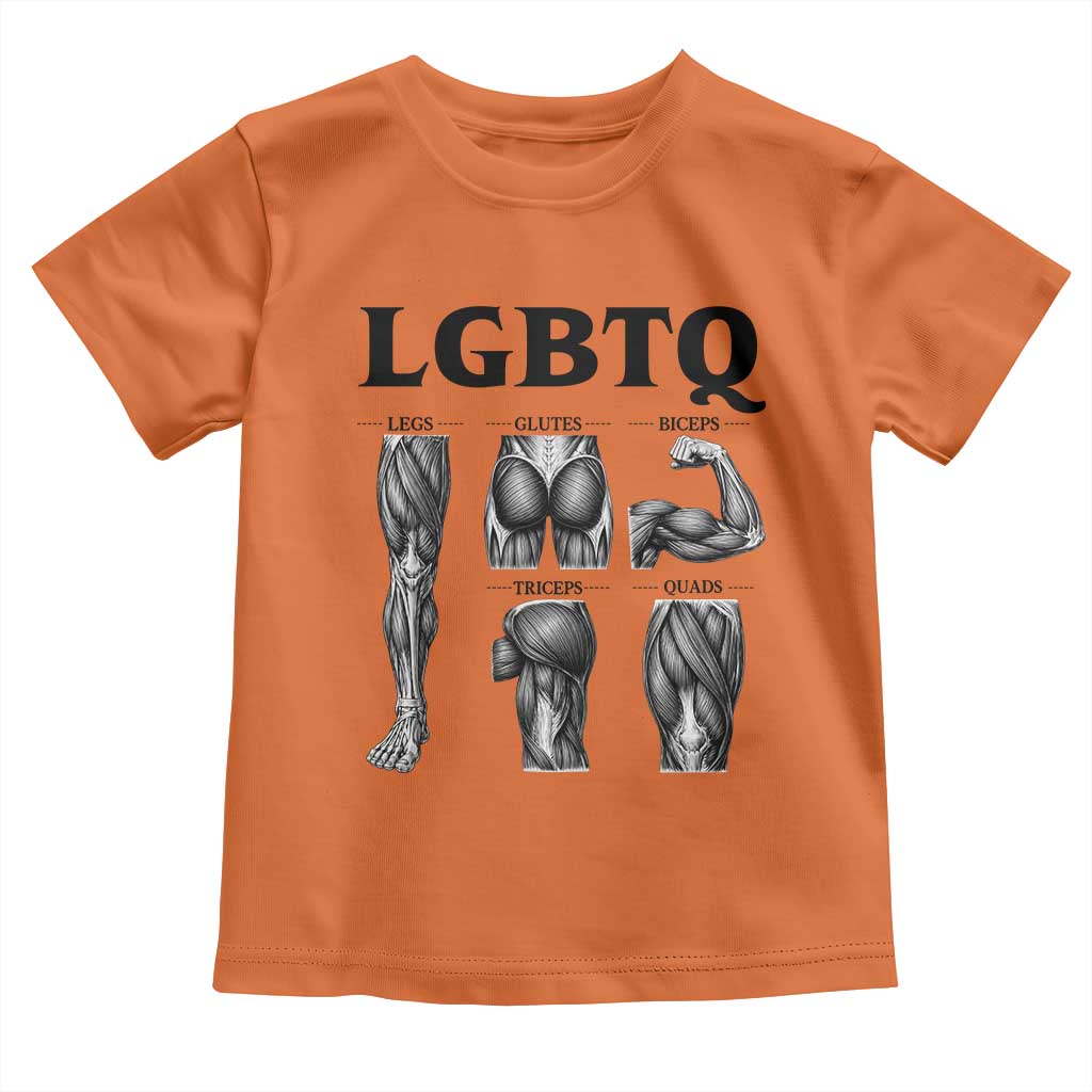 LGBTQ Acronym Funny Fitness Gym Muscle Graphic Toddler T Shirt Legs Glutes Biceps Triceps Quads
