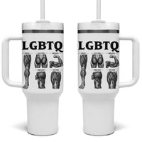 LGBTQ Acronym Funny Fitness Gym Muscle Graphic Tumbler With Handle Legs Glutes Biceps Triceps Quads
