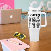 LGBTQ Acronym Funny Fitness Gym Muscle Graphic Tumbler With Handle Legs Glutes Biceps Triceps Quads