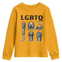 LGBTQ Acronym Funny Fitness Gym Muscle Graphic Youth Sweatshirt Legs Glutes Biceps Triceps Quads