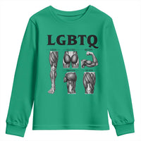 LGBTQ Acronym Funny Fitness Gym Muscle Graphic Youth Sweatshirt Legs Glutes Biceps Triceps Quads